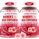 (2 팩) 설탕 칼슘, D3 K2, Inositol, Folate, Biotin, Iron, Vitamin A, C, E, B Complex - Multi Vitamin & Minerals - Energy, Immune, Bone - Vegan