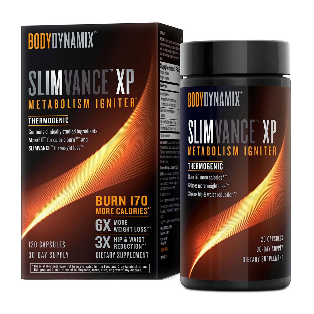 Slimvance XP Metabolism Igniter, 식물 다이어트 지원, 고급 열성, 더 많은 칼로리, 체중 및 지방 손실, 에너지, 초점, 남자 & 여자를 위해, 입증 된 성분 & 카페인, 120 조사, 30 SVG