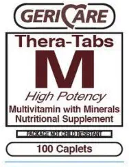 1163913 PT# 621-13 Thera-Tabs M Multivitamin Multimineral 정제 Geri-Care 약제에 의해 한 성인 100/Bt