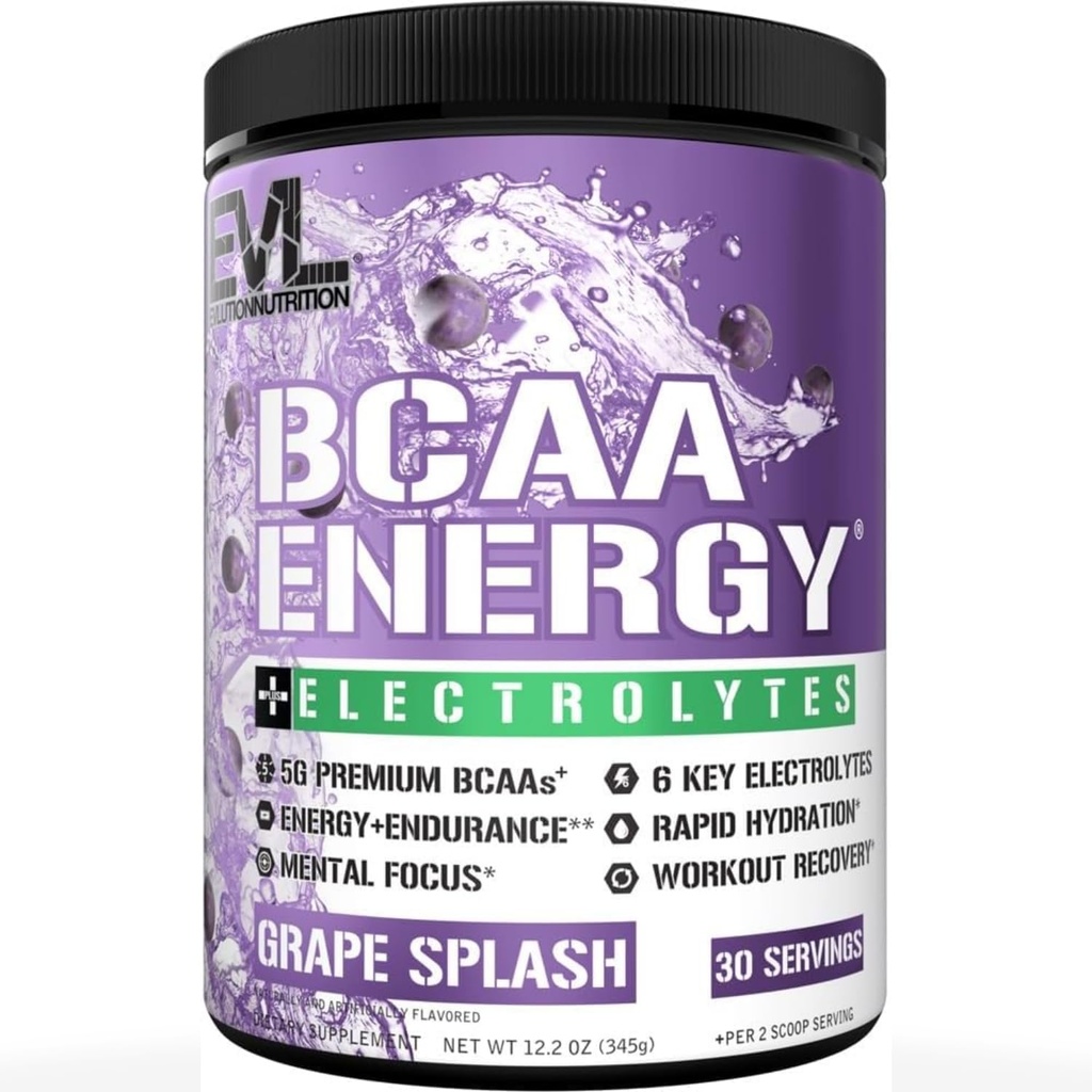 EVL BCAA 아미노산 분말 - 근육 회복 Lean 성장과 내구시간을 위한 BCAA 에너지 전 운동 분말 - 6개의 열쇠 Electrolytes를 가진 포스트 운동 회복 음료를 - 포도 비말기