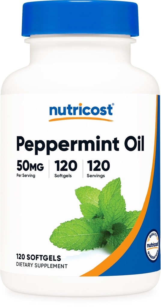 Nutricost Peppermint 오일 Softgels (120 SFG) (50 MG) - 글루텐 무료, 제 3 자 테스트 및 GMO 무료
