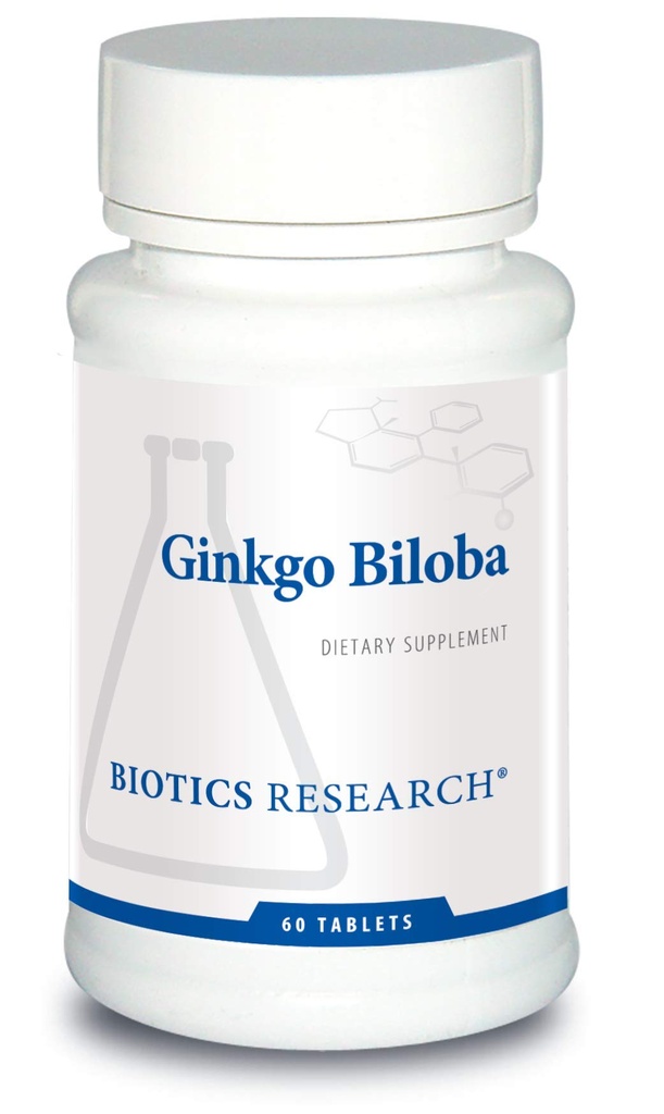 Biotics 연구 Ginkgo Biloba 표준화 24% Ginkgo Biloba Percent 추출물, 뇌 보충교재, Nootropic, 초점, 에너지, 기억, 건강한 시효. 60 정제