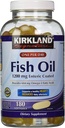 Kirkland Signature Enteric는 물고기 기름 Omega 3 1200 MG 물고기 기름, Omega 3 지방산, 180 softgels의 684 MG를 입혔습니다
