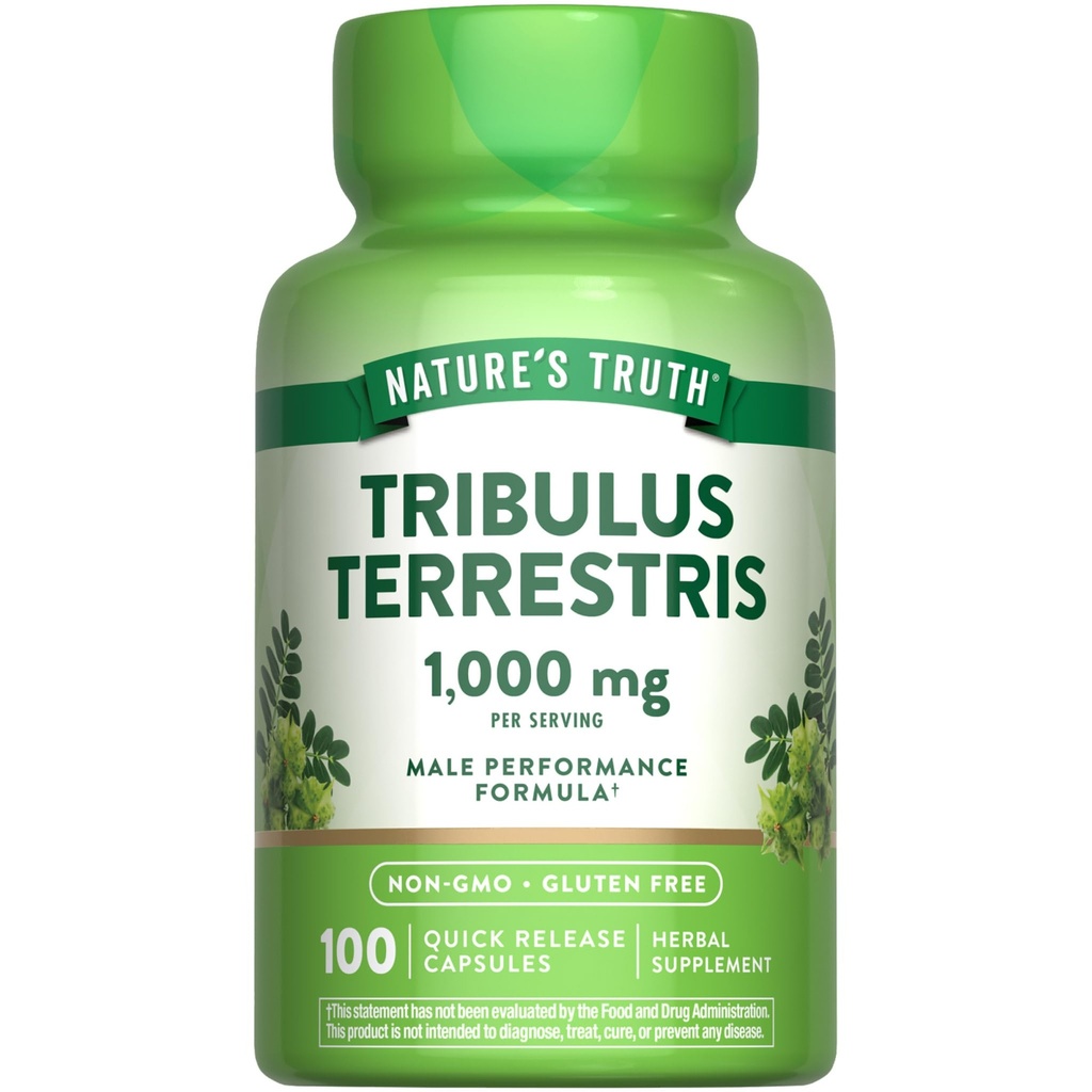 남성을 위한 자연의 진실 Tribulus Terrestris | 1000mg | 캡슐 | Non-GMO & 글루텐 무료 보충