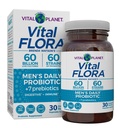 Vital Planet - Vital Flora Men’s Daily Probiotic, 60 Billion CFU, 60 Diverse Strains, 7 Organic Prebiotics, Immune Support, Gas Relief, Colon 및 Digestive Health Probiotics for Men 30 캡슐