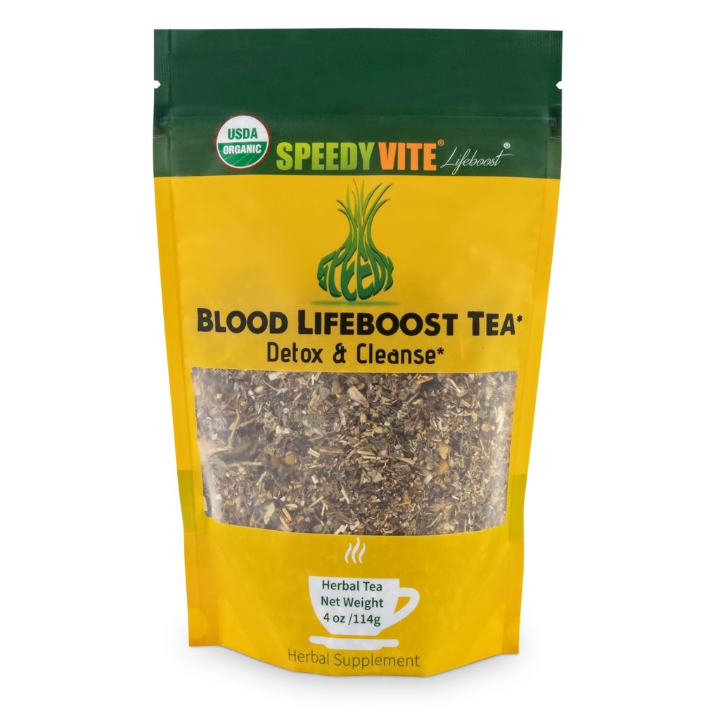 SpeedyVite® Blood Lifeboost Tea | 혈액 흐름에서 과잉 폐기물 화학물질의 천연 제거를 깨끗하게 하고 있습니다. | Echinacea, Chamomile 등