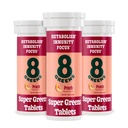8Greens Supergreens 태블릿 | 슈퍼 그린 파우더 슈퍼 푸드 태블릿, 메타볼리즘 Immunity & Focus, 일일 그린 Effervescent Tablets, Organic: Aloe Vera, Spirulina, Chlorella, Peach, 30 서빙