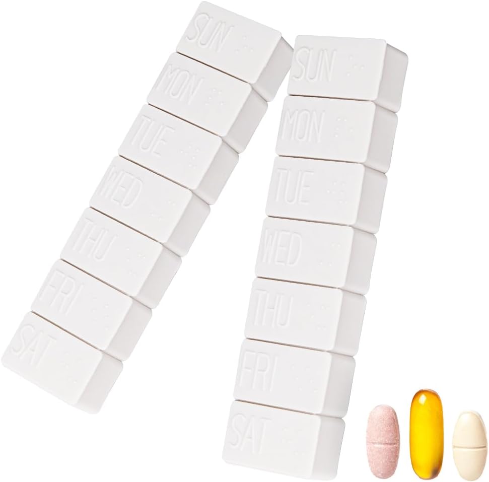 2Pack Weekly Pill 주최자,Extra 대형 7 일 알약 케이스 물고기 오일, 칼슘 정제 보충제 및 기타 비타민 알약을위한 매일 알약 상자
