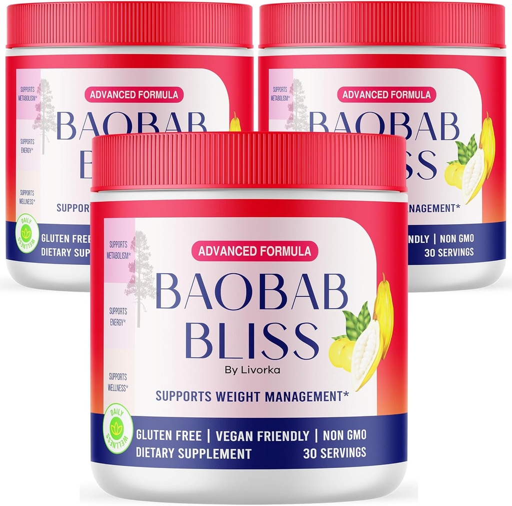 (3 팩) Baobab 블리스 분말, Baobab 블리스 유기 분말, Baobab 블리스 분말 모든 천연 섬유 보충교재, Baobab 블리스 과일 분말, Baobab 블리스 분말 유기 검토, 3 달 동안 90의 서빙