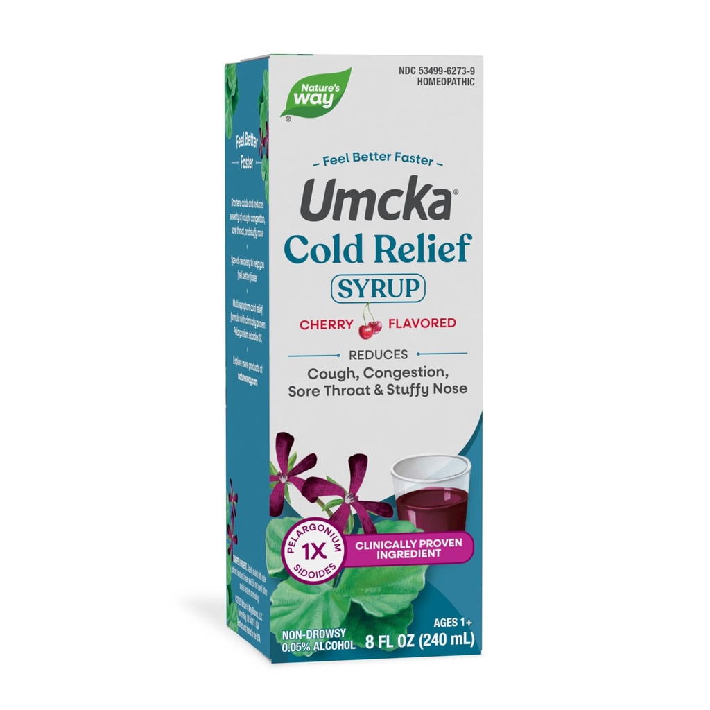 자연의 방법 찬 기복 Syrup, Umcka, 단축 기간 & 감소 Severity, 다 Symptom 찬 기복, Homeopathic, Phenylephrine Free, Non-Drowsy, Cherry flavored, 8 Fl Oz (패키지 May Vary)