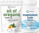 Oregano Softgels의 마이크로 성분 기름 6,000mg 서빙 & 마그네슘 산화물 400mg 뭉치 팩 | 4X 힘 Carvacrol & Thymoquinon | 최대 농도를 위한 성분 모양