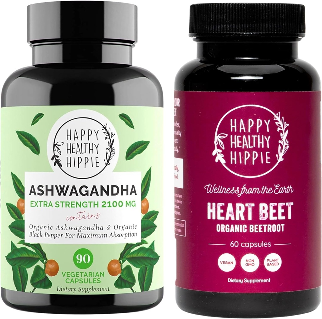 행복한 건강한 Hippie Beetroot 캡슐 & 유기 Ashwagandha 긴장 지원 보충교재 캡슐