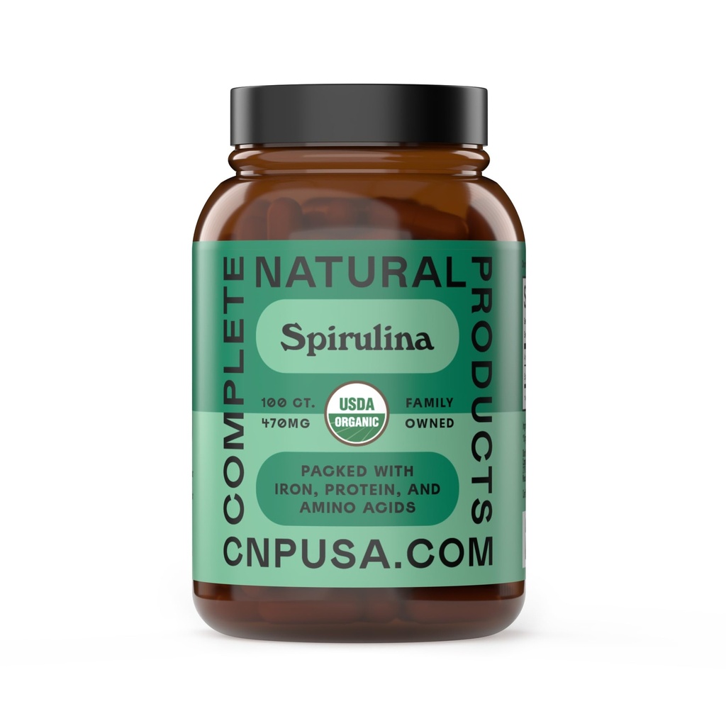 순수한 하와이 블루 그린 Spirulina 분말 캡슐 - 470mg 캡슐 100 알약, 비 GMO, 자연
