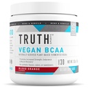 Truth Nutrition Vegan BCAA Powder - 2 : 1 비율 에너지, 근육 건물, 근육 회복을위한 자연적인 BCAAs 아미노산 분말 (Blood Orange, 30 서빙)