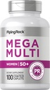 Piping Rock Multivitamin for Women 50 Plus | 100 코팅 캡릿 | 여성용 일일 멀티 비타민 및 미네랄 | 비 GMO, 글루텐 무료 보충