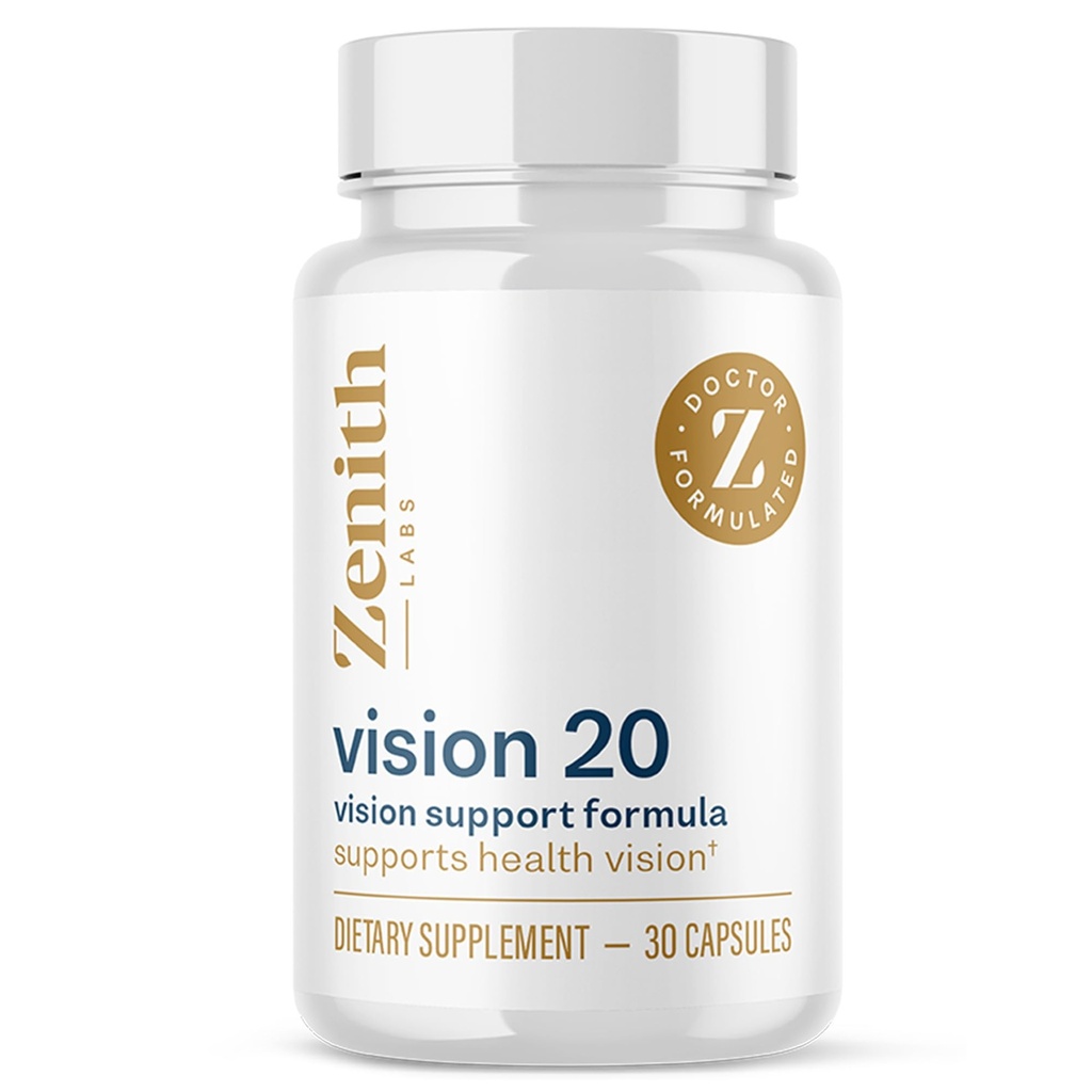 Zenith Labs Vision 20 Eye Vitamins - Lutein, Zeaxanthin 및 Bilberry Extract - 지원 눈 변형 및 눈 건강 - Carotenoid Blend