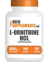 BulkSupplements.com L-Ornithine HCl 캡슐 - L-Ornithine 염산염, L-Ornithine 1000mg - 아미노산 보충, 글루텐 무료, 서빙 당 2 캡슐, 180 개 (팩 1)