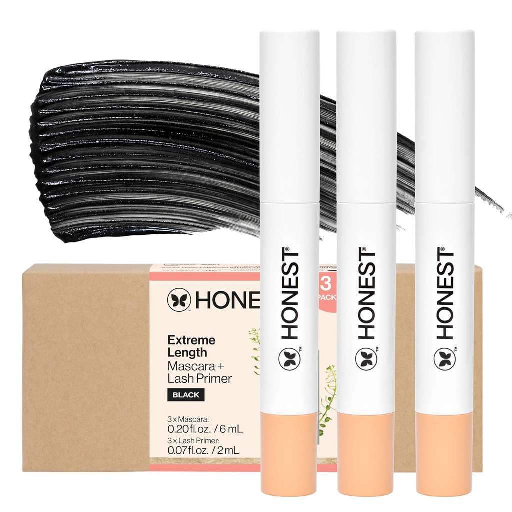 솔직한 아름다움 2-in-1 극단적인 길이 Mascara + Lash Primer 3-Pack | Cruelty Free + Safe for Sensitive Eye | 0.27 fl oz 각 (팩 오브 3)