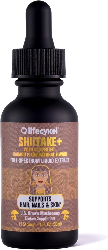 Lifecykel - Kakadu Plum로 Shiitake 버섯 추출물 - 헤어, 손톱 및 피부를위한 고급 유기 버섯 보충 - 성인을위한 강력한 비타민 C 면역 부스트 - 1 Fl Oz
