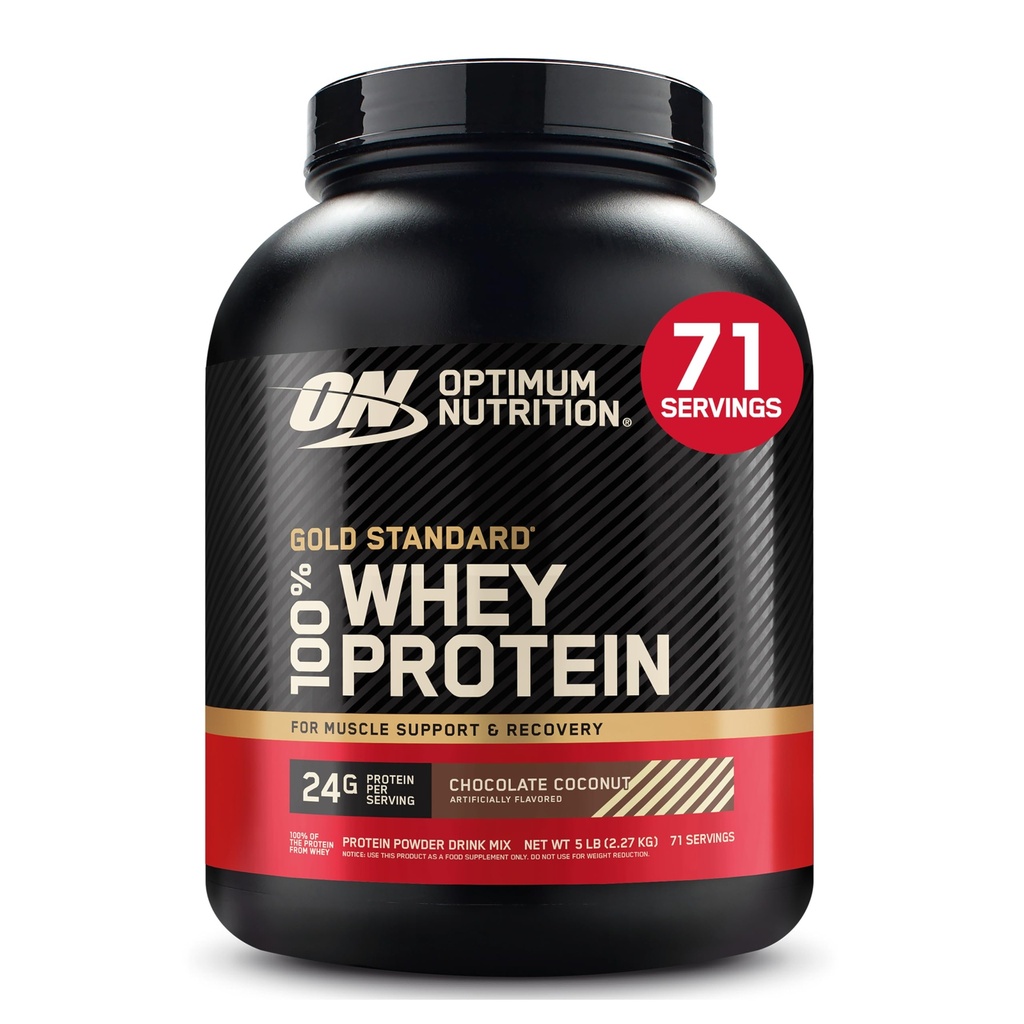 최적 영양 골드 표준 100 % Whey Protein Powder, 초콜릿 코코넛, 5 파운드 (패키지 May Vary)