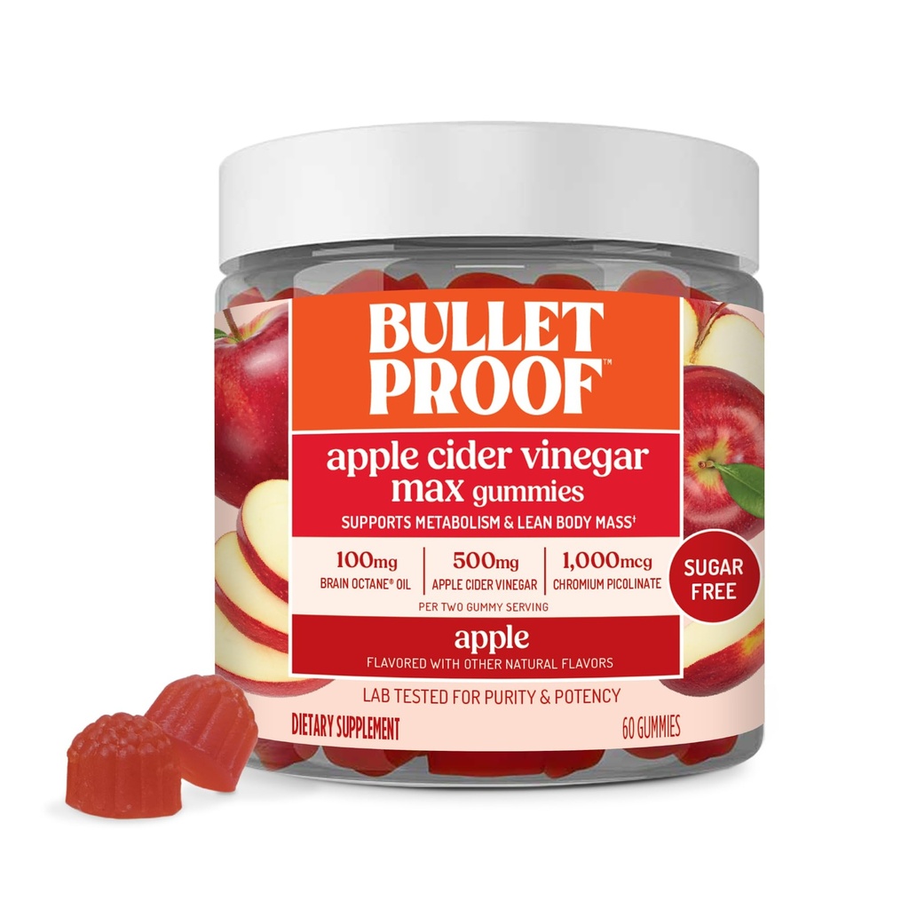 Bulletproof Apple Cider Vinegar Max Sugar-Free Gummies, 60 개, 크레이빙을위한 Keto Supplement, Metabolism 지원