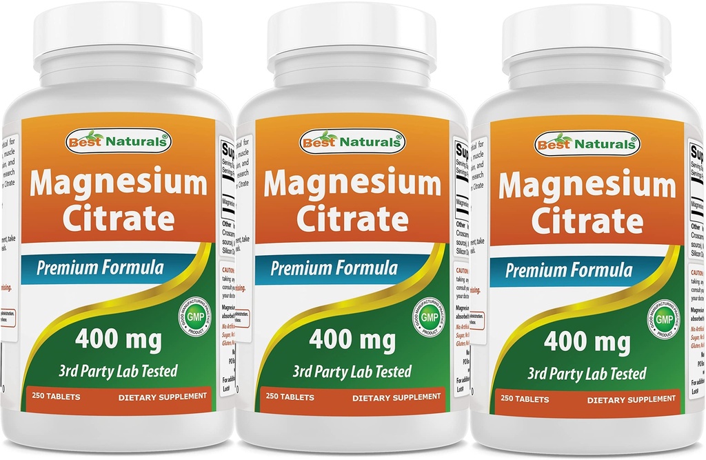 최고의 자연 마그네슘 시트레이트 (Citrato de Magnesio) 400mg 250 정제 (2 정제 당 요소 마그네슘의 400 mg) (3)
