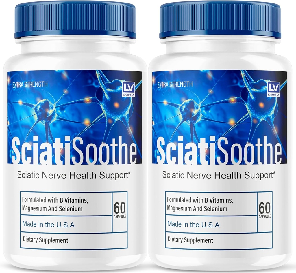 LIVORKA (2 팩) Sciatisoothe - Sciatisoothe 보충교재, Sciati Soothe, Sciatisoothe 비타민, Sciatisooth, Sciati Soothe 보충교재, Sciati Soothe 캡슐, Sciatic Sooth, 2 달 동안 120의 캡슐