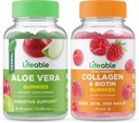 Lifeable Aloe Vera + Collagen & Biotin, Gummies 번들 - 훌륭한 타스팅, 비타민 보충, 글루텐 무료, GMO 무료, Chewable