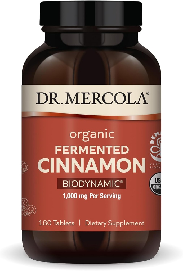 Mercola Biodynamic Organic Fermented Cinnamon 박사 - 지원 대사 건강 - 높은-Flavonoid Cinnamon 추출물 - USDA 유기, 비 GMO, 글루텐 자유로운 & 간 자유로운 - 180의 정제