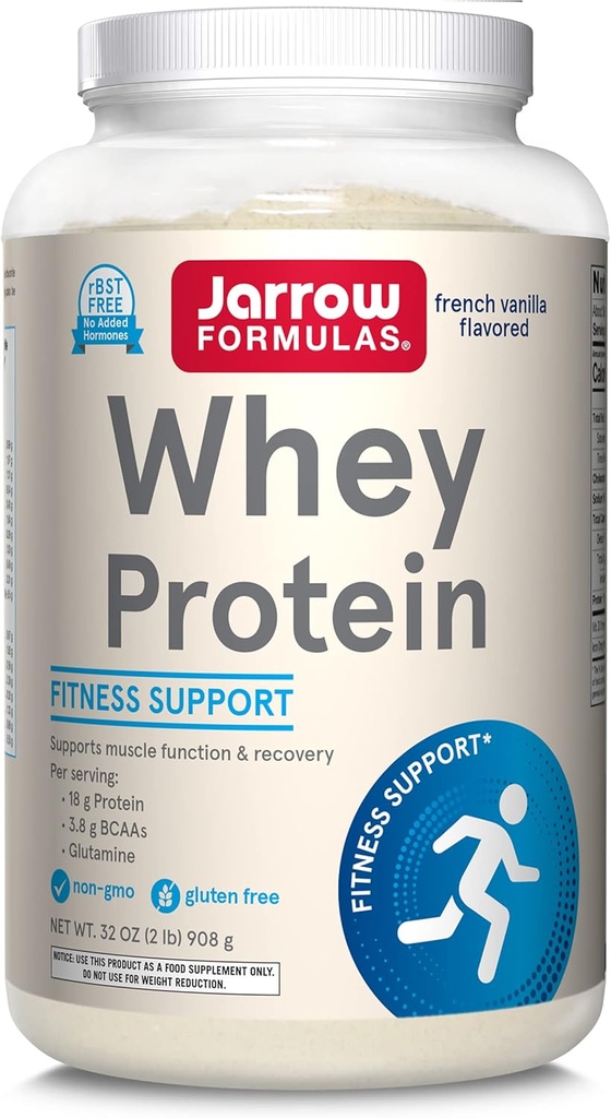Jarrow 공식 단백질 18g, BCAA의 3.8g, & 글루타민, 근육 기능 & 회복 지원을 위한 규정식 보충교재, 32 oz 바닐라 맛 있는 분말, 대략 36 일 공급을 가진 Whey 단백질