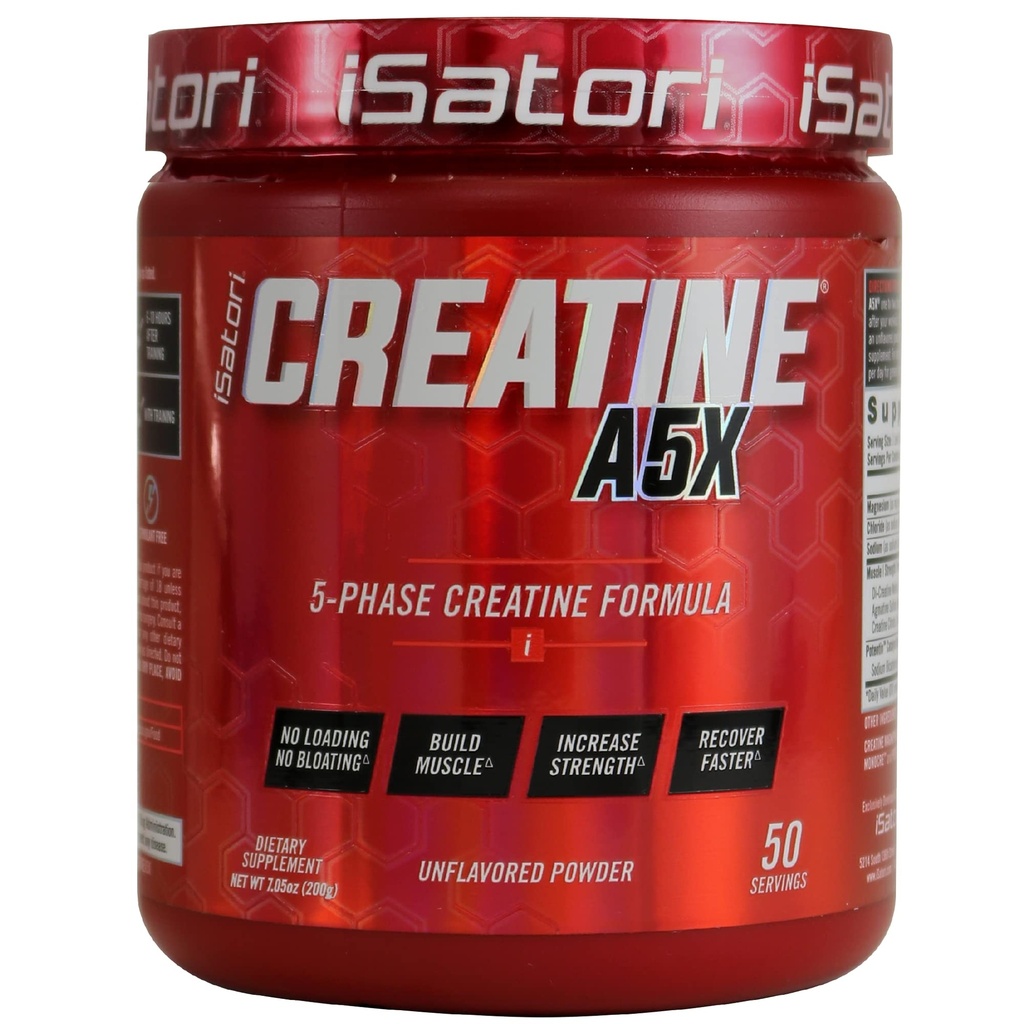 근육 성장, 힘 건물, & 회복을 위한 크레아틴 Monohydrate & betaine 무수를 가진 iSatori Creatine A5X - 훈련 & 무게 드는을 위한 규정식 보충교재 - Unflavored (50의 서빙)