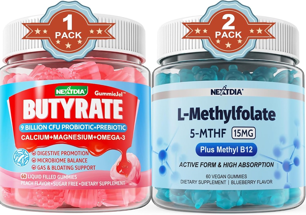 Probiotic + Prebiotic + Postbiotic, L-MethylFolate 15mg Gummies와 Butyrate