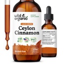 Wild & Organic Ceylon Cinnamon Extract Liquid Drops 500mg - 전체 지원을위한 액체 Cinnamon 보조제 - Cinnamomum Verum Bark Tincture - Vegan, Sugar & Alcohol-Free, Non-GMO - 2 fl oz
