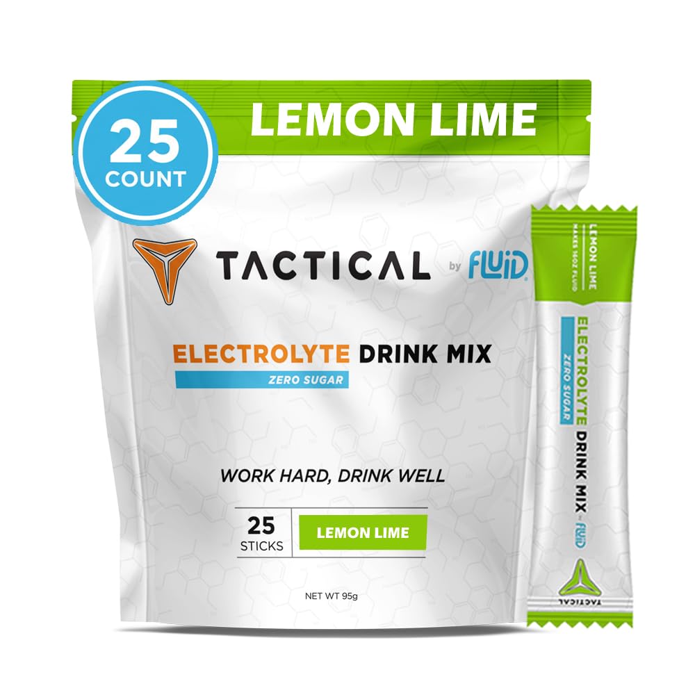 유체 전술 - Zero Sugar, Keto Electrolyte Powder, Hydration Packets, 미국 (Lemon Lime, 25 카운트)