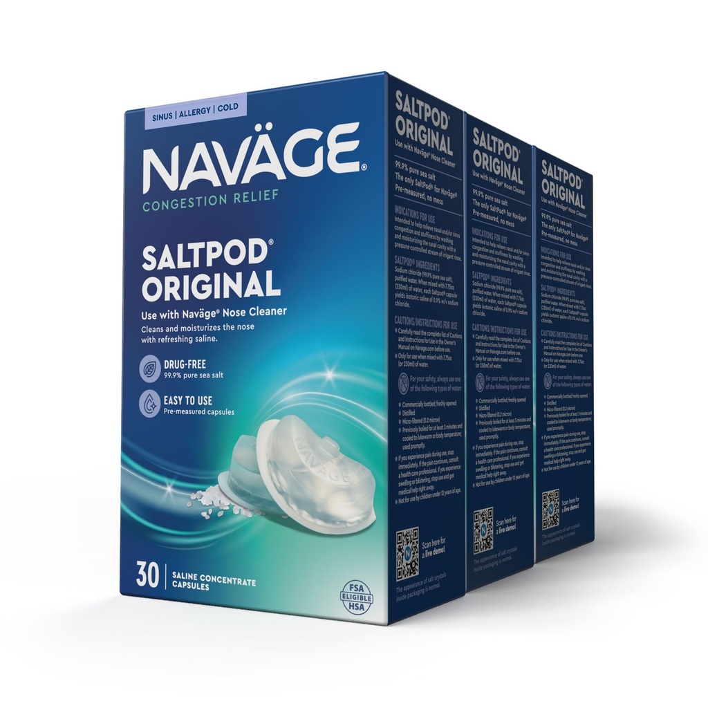 Navage SaltPod Bundle 3 30-Packs (90 SaltPods) - Navage Salt Pod Refills Only - Navage Nasal Irrigation System - Sinus Rinse 및 Saline Pods for Fast and Soothing Relief에 독점적으로 설계