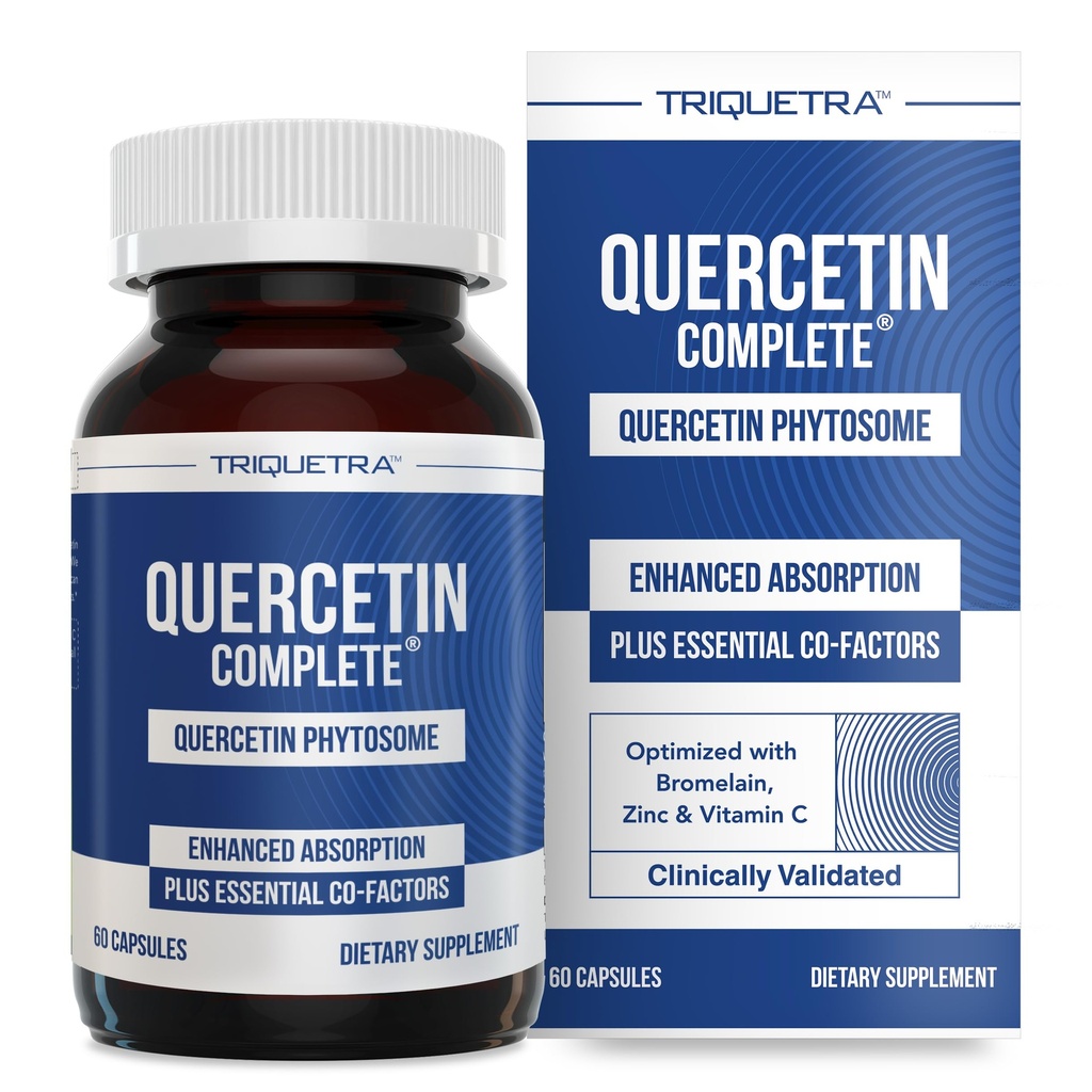 Quercetin Complete® Quercetin Phytosome 와 50X 높은 흡수, 임상적으로 입증 및 특허 Quercefit – Quercetin의 가장 효과적인 형태 – Bromelain, 아연 & 비타민 C (60 캡슐)로 강화