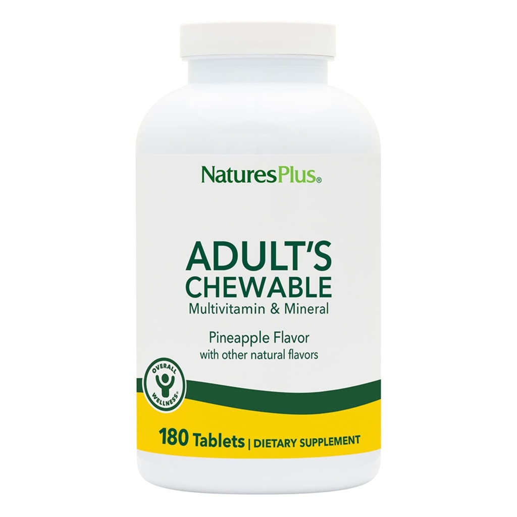 NaturesPlus 성인의 Chewable Multivitamin - 180 채식 정제 - 파인애플 맛 - 전반적인 건강을 위한 자연적인 전체적인 음식 보충교재, 에너지 - 글루텐 자유로운 - 180의 서빙