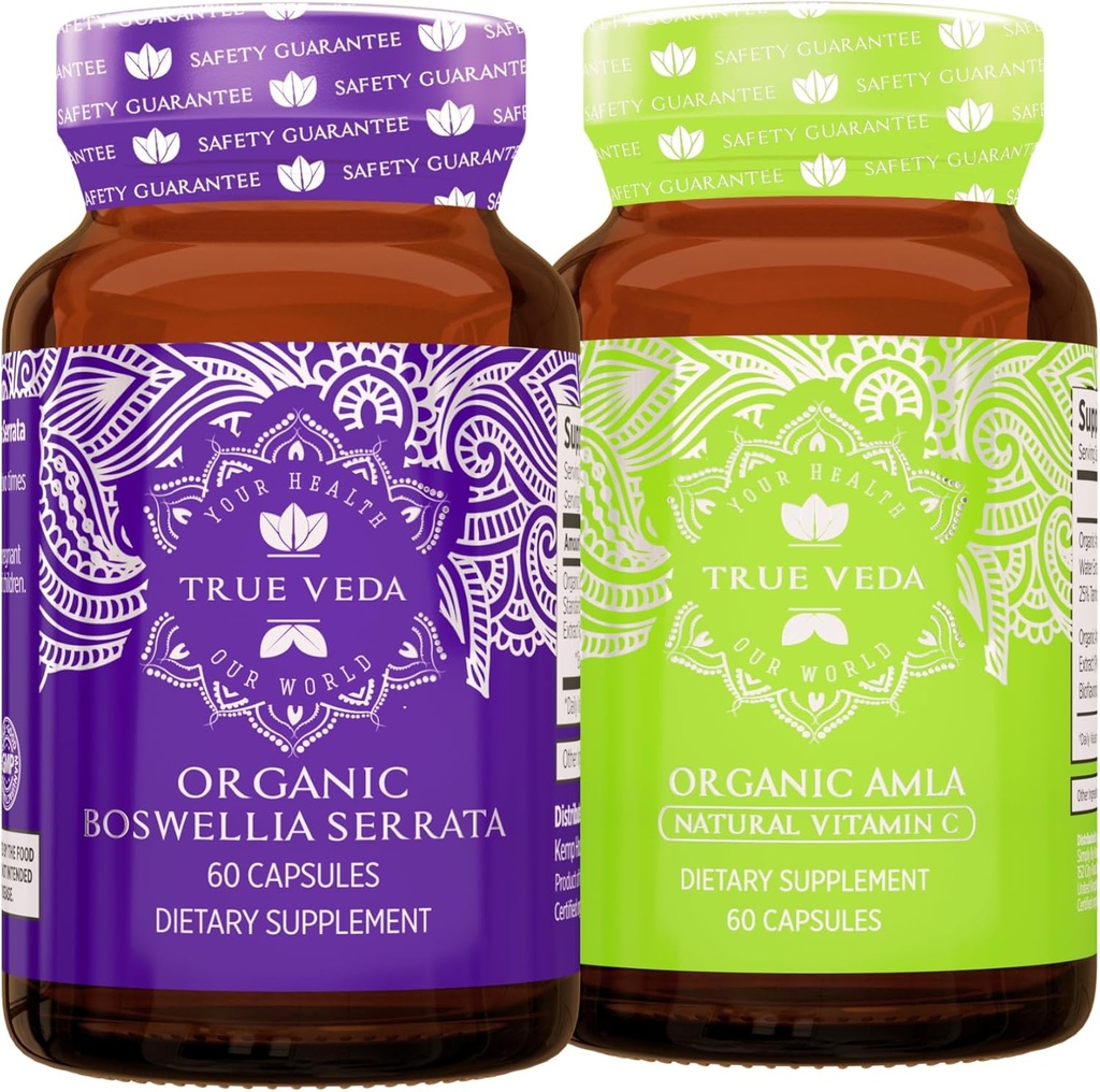 True Veda Active Bundle USDA Organic | 멀티-어워드-Winning | Boswellia Serrata | 암라 캡슐