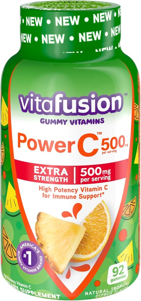 Vitafusion Chewable 칼슘 & 비타민 C 거미 비타민, 과일 맛, 100개의 조사 & 열대 감귤류 맛, 92의 조사