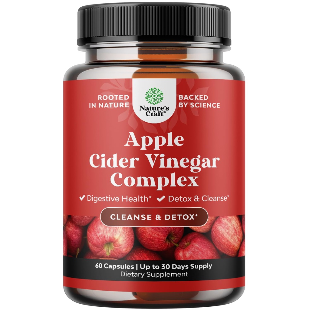 클렌징 Apple Cider Vinegar 캡슐 - Gut Cleanse 및 Detox 알약과 Cayenne을 체중을 줄이기위한 소화 건강 - Gut Cleanse 및 Full Body Detox를위한 추가 강도 ACV 캡슐 (30 인분)