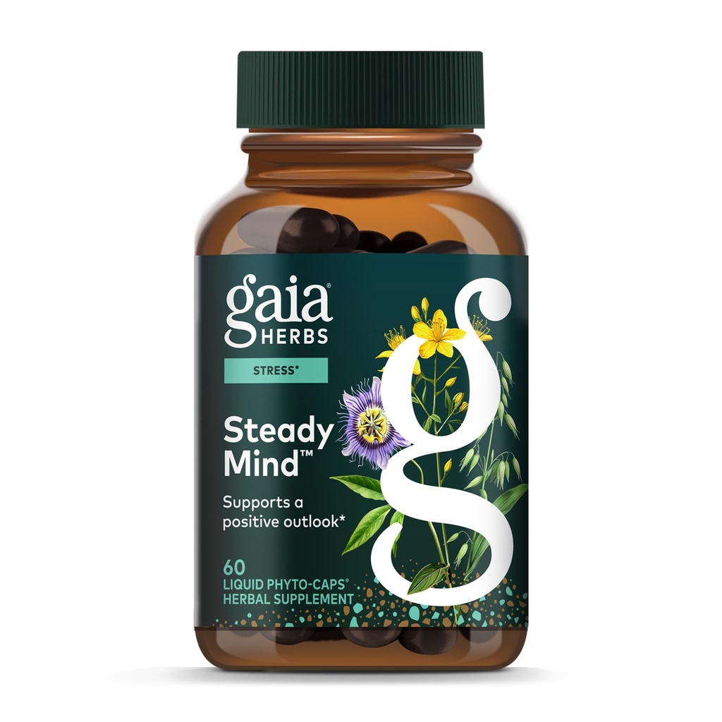 Gaia Herbs Emotional Balance - 스트레스 지원은 스트레스와 신체 코프를 돕기 위해 보충 - 세인트 존스 월트, Passionflower, Vervain 및 Oats - 60 Vegan 액체 Phyto-Capsules (20-Day Supply)