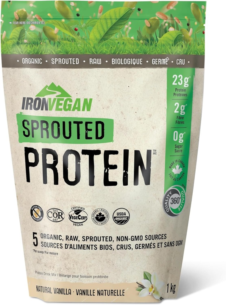 유기 바닐라 Sprouted 단백질 분말, 1000 GR