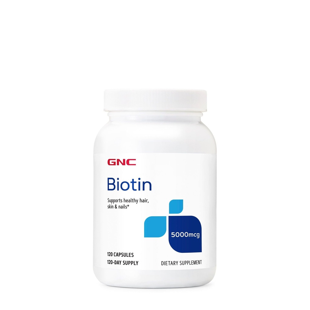 GNC Biotin 5000mcg 보충교재는, 건강한 머리, 피부 및 못, 120의 서빙을 지원합니다