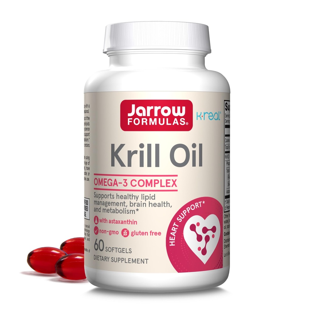 Jarrow Formulas Krill Oil - Astaxanthin - 60 Softgels - 30 서빙 - 지원 Lipid 관리, Metabolism, Brain & Heart Health - EPA 및 DHA - 글루텐 무료 - 비 GMO
