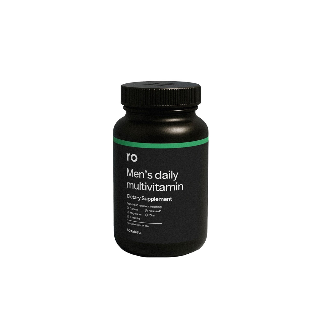 남성용 Ro Daily Multivitamin | 칼슘, 마그네슘 및 아연을 포함한 23 키 영양소가있는 물리적 활동, 두뇌 + 심장 건강 및 면역 시스템을 지원 | 30 일 공급 (60 정제)