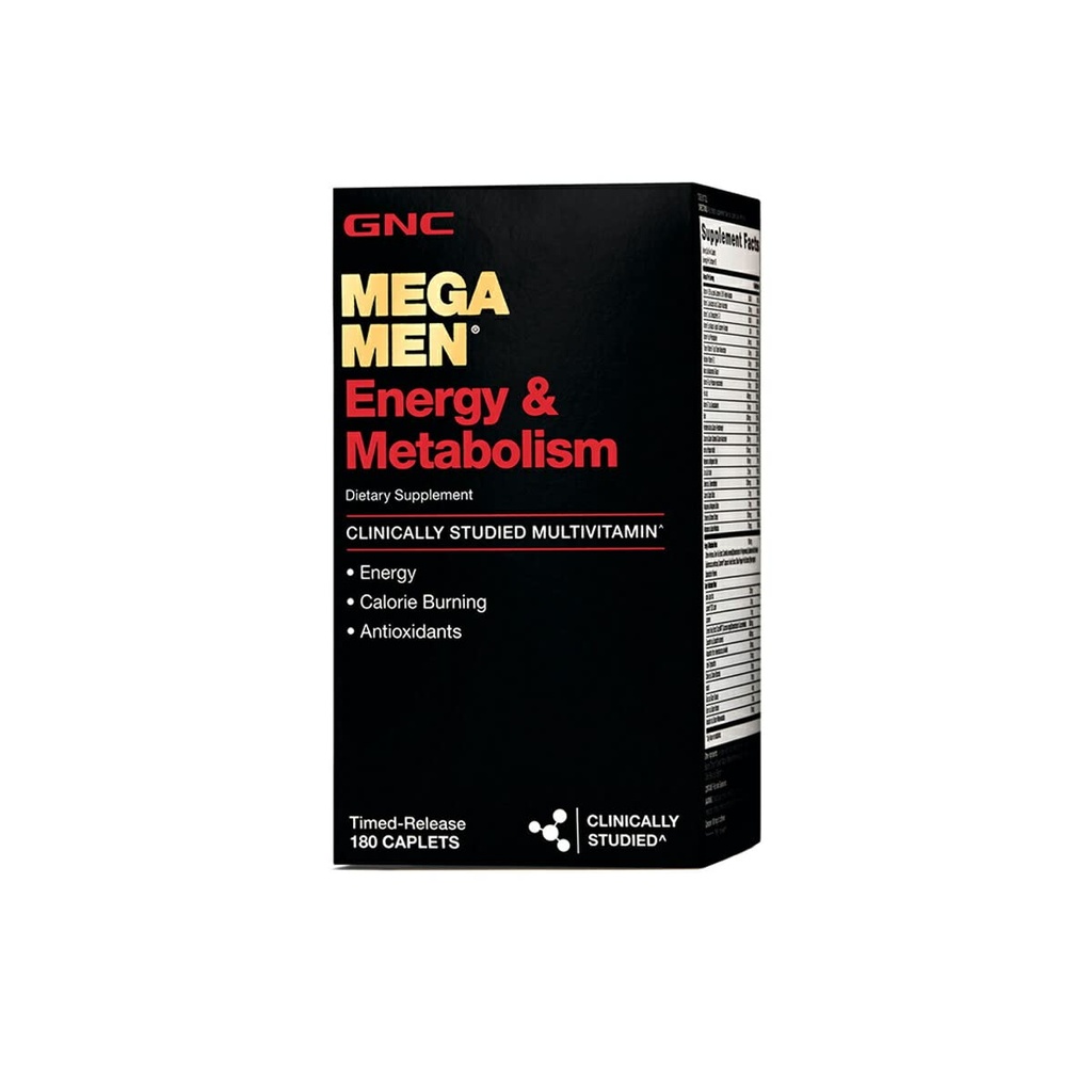 GNC Mega Men Energy & Metabolism Multivitamin | 에너지 및 칼로리 연소 증가 | 180 개