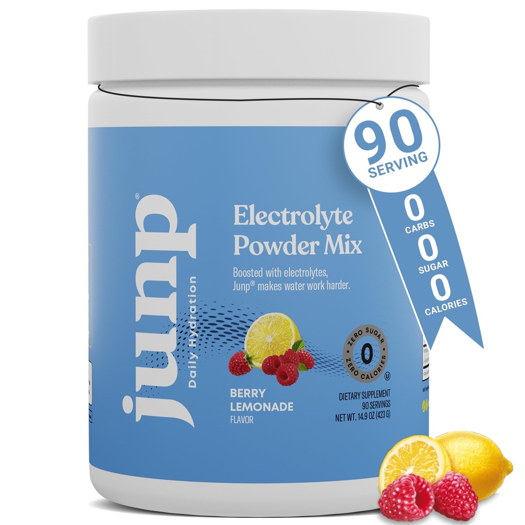 JUNP Electrolytes Powder No Sugar No Carbs - Berry Lemonade Keto Electrolyte 음료 믹스 - 칼륨 및 소금 Hydration Powder Electrolytes - Zero Calorie Sugar Free Electrolyte Powder, 90 서빙