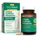 여성 및 남성용 데일리 누리 스트레스 서포트 프로바이오틱 | Cortisol Management, Stress Relief, Mood, Digestion & Gut Health | 3 임상 스트라인 + Vegan Omega Oil | 30일 공급