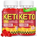Keto ACV Gummies - 여성 남성을위한 1500MG ACV Keto Gummies - 어머니, 프로 바이오 틱스, 비타민 B6 B12 Gut Digestion - Vegan & Non-GMO, 2 팩