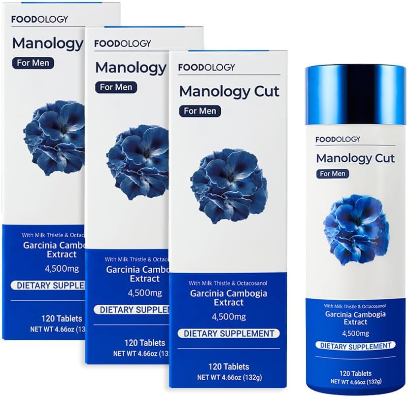 FOODOLOGY Manology 커트 (3360의 정제, 60 일 동안 180의 서빙) - 몸 균형, 개량한 내구시간 & 간 건강 지원 Garcinia Cambogia (HCA), 우유 이틀 Octacosanol